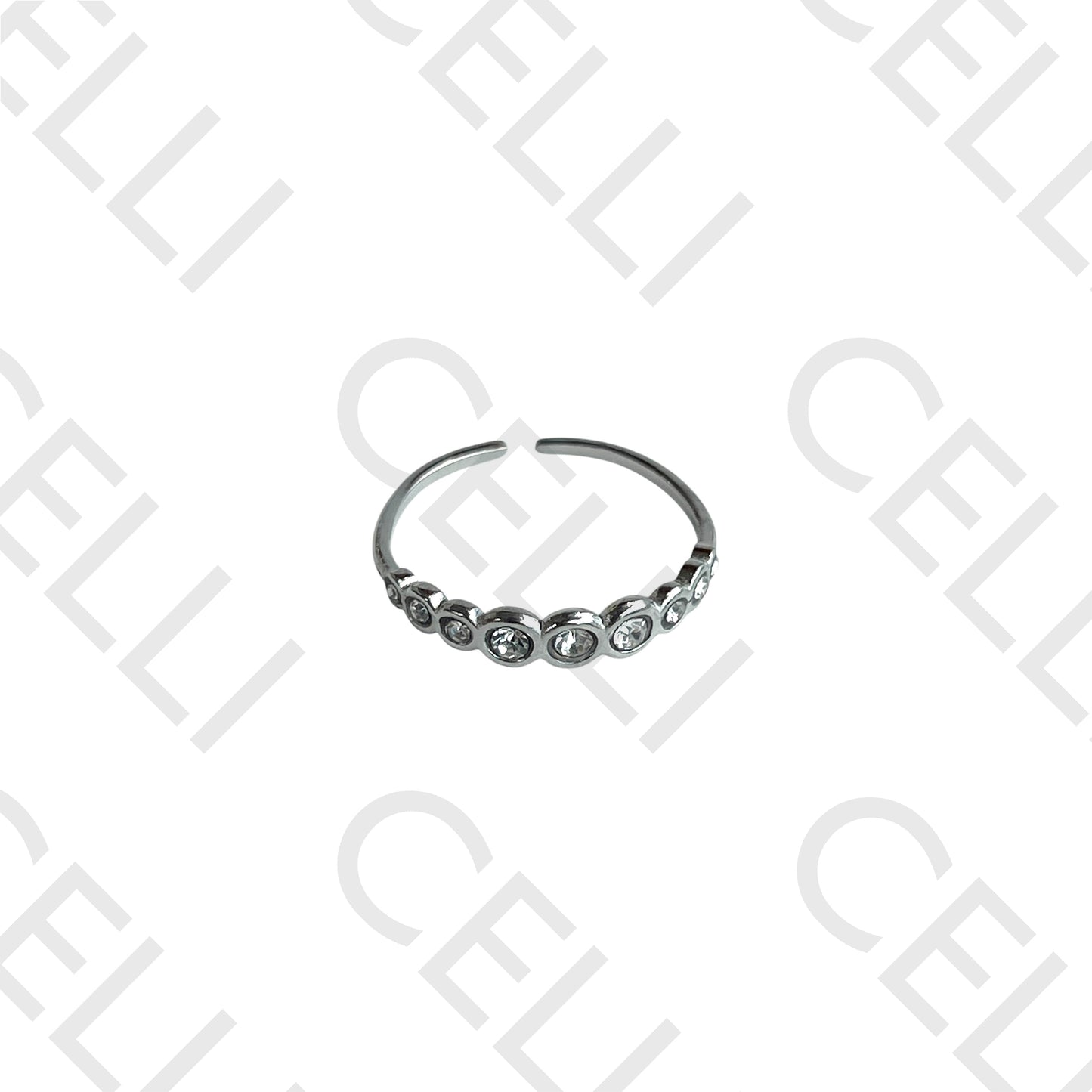Steel Ring - circles with brilliants