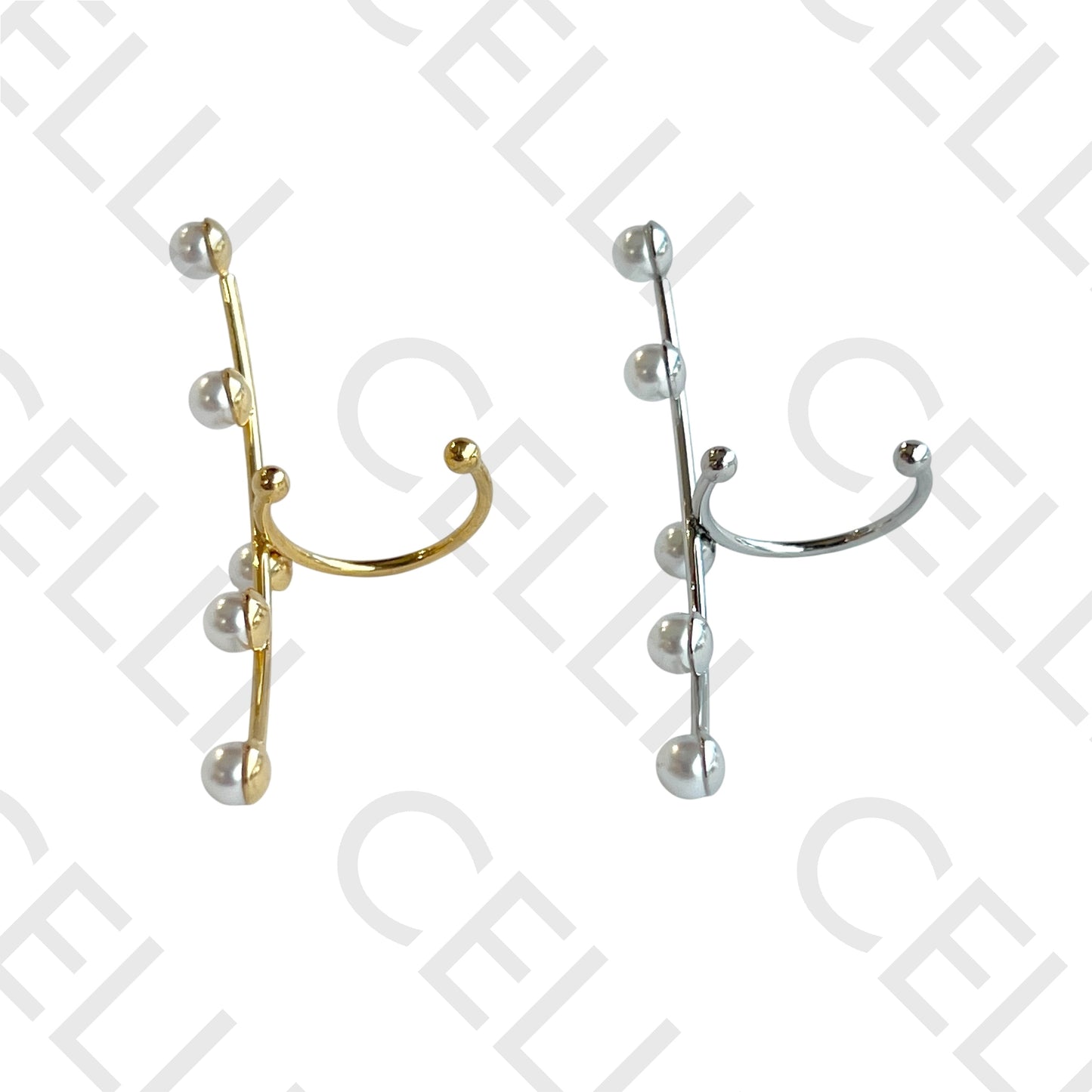Earcuff de Aço - 5 pérolas