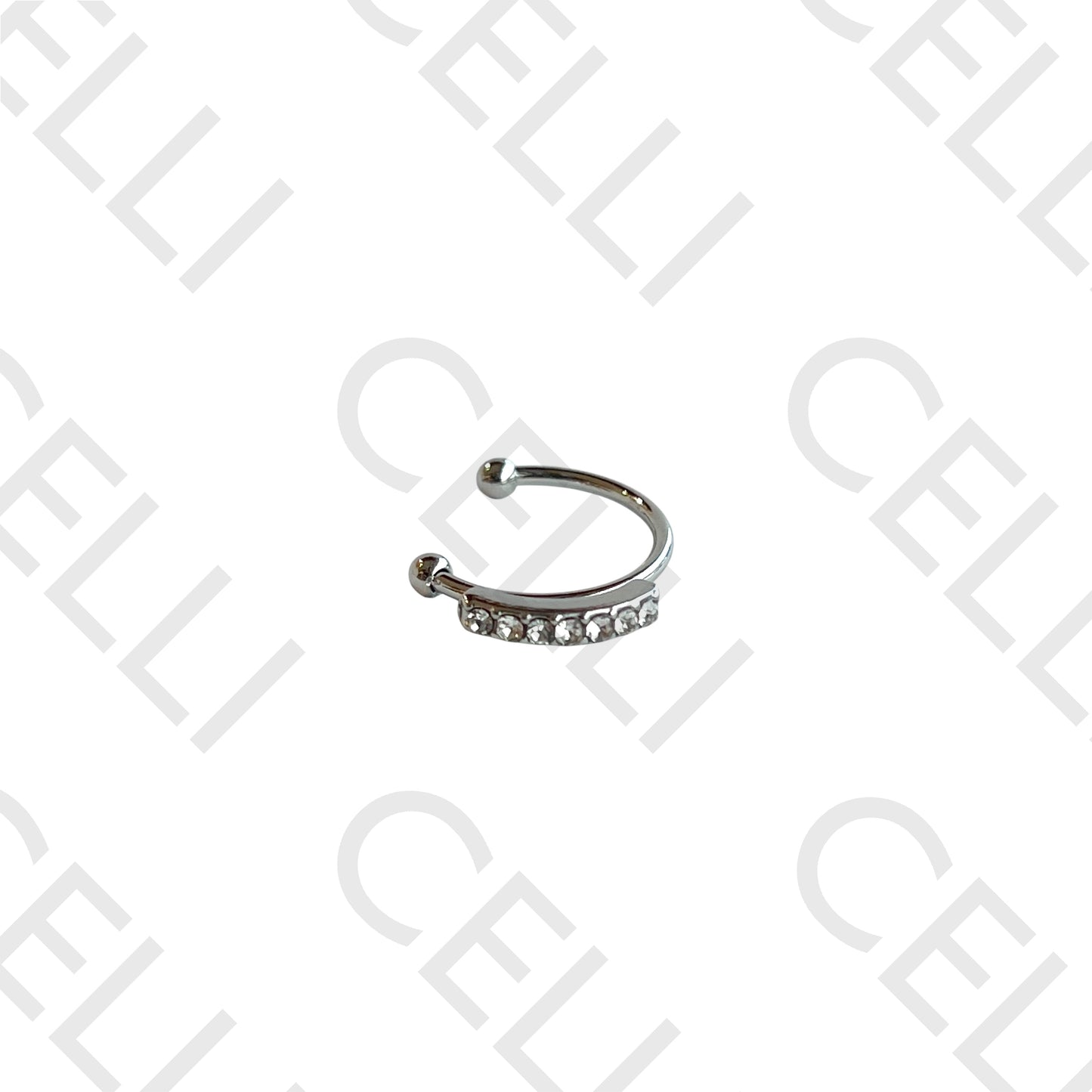 Earcuff de Aço - linha de brilhantes