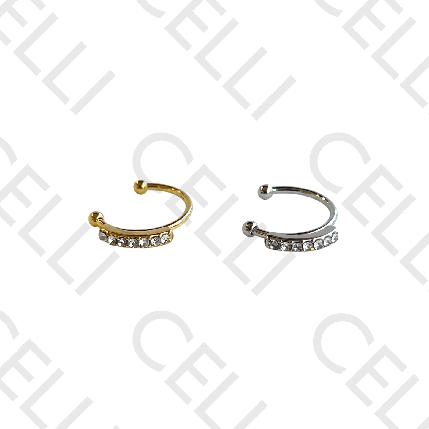 Earcuff de Aço - linha de brilhantes