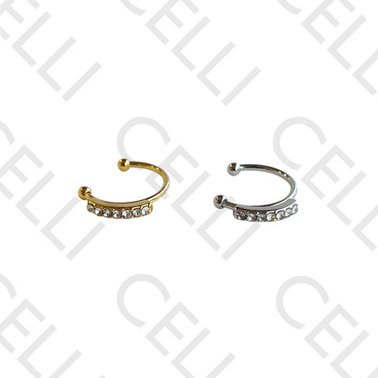 Earcuff de Aço - linha de brilhantes