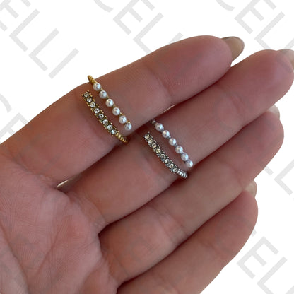 Steel Ring - with diamonds and pearls