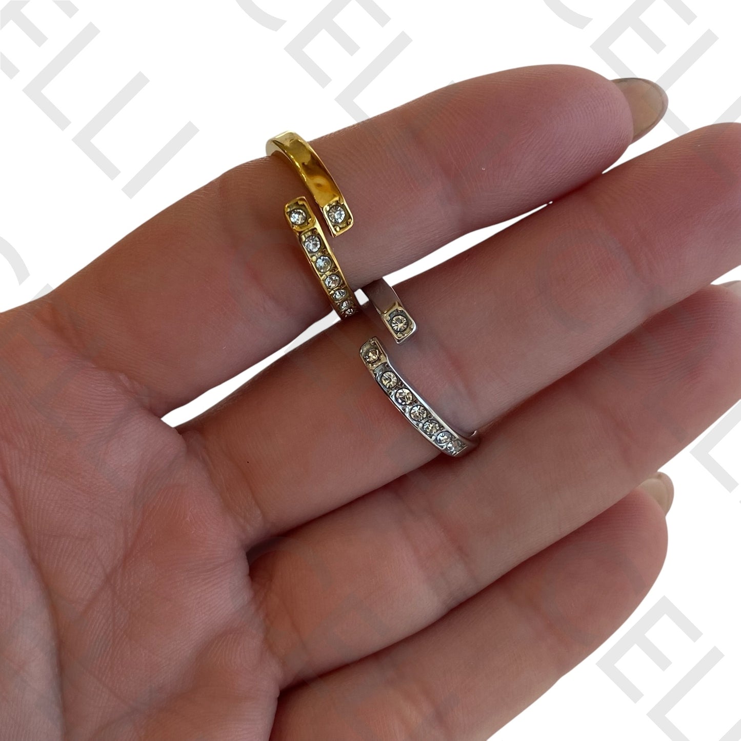 Steel Ring - with diamonds