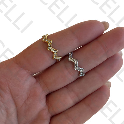 Steel Ring - zig-zag with brilliants