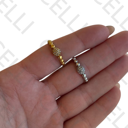 钢制戒指 - 镶钻球形设计