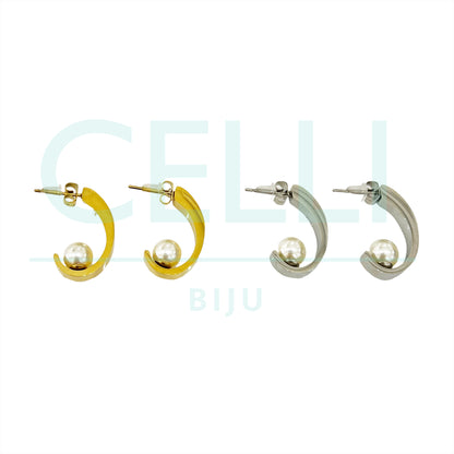 Brinco de Aço - com pérola