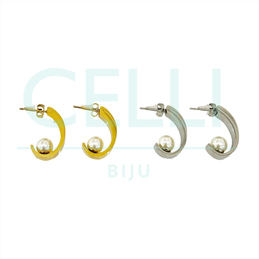 Brinco de Aço - com pérola