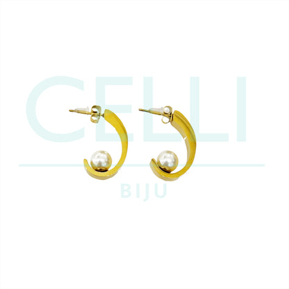 Brinco de Aço - com pérola