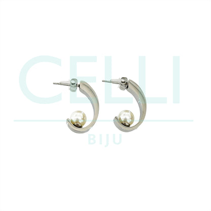 Brinco de Aço - com pérola