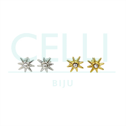 Brinco de Aço com medalhinha mini - estrela com brilhante