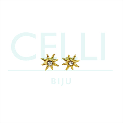 Brinco de Aço com medalhinha mini - estrela com brilhante