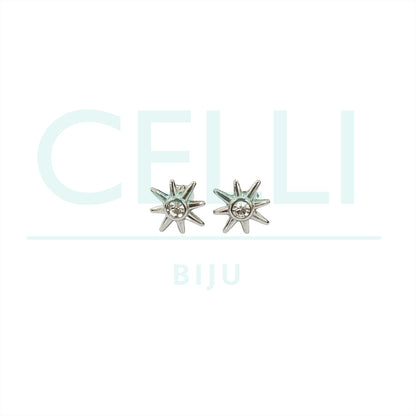 Brinco de Aço com medalhinha mini - estrela com brilhante