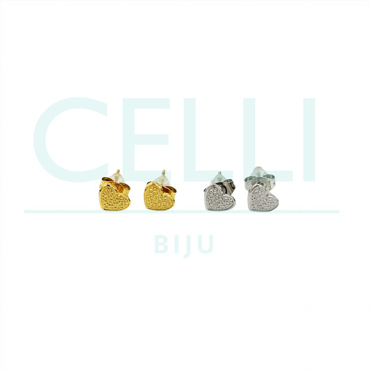 Brinco de Aço com medalhinha mini - coração (detalhado)