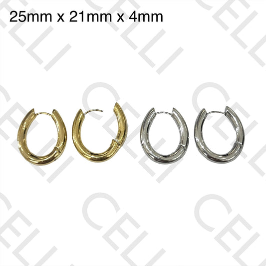 Pendiente de acero - aro ovalado básico 25 mm x 21 mm x 4 mm