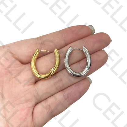 Pendiente de acero - aro ovalado básico 25 mm x 21 mm x 4 mm