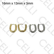 Cargar imagen en el visor de la galería, Pendiente de acero - aro ovalado básico 16 mm x 13 mm x 3 mm
