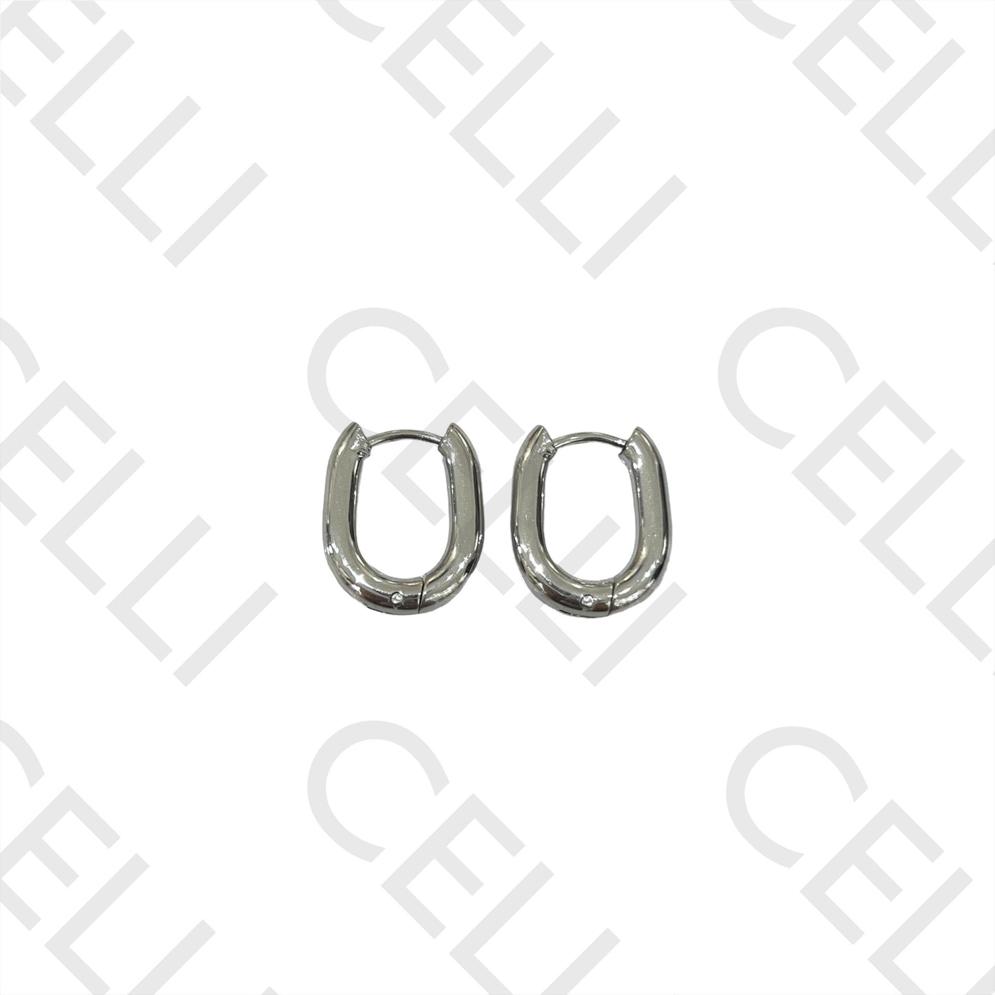 Pendiente de acero - aro ovalado básico 16 mm x 13 mm x 3 mm