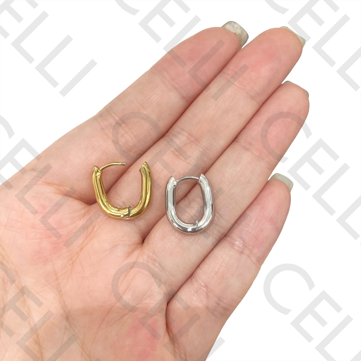 Pendiente de acero - aro ovalado básico 16 mm x 13 mm x 3 mm