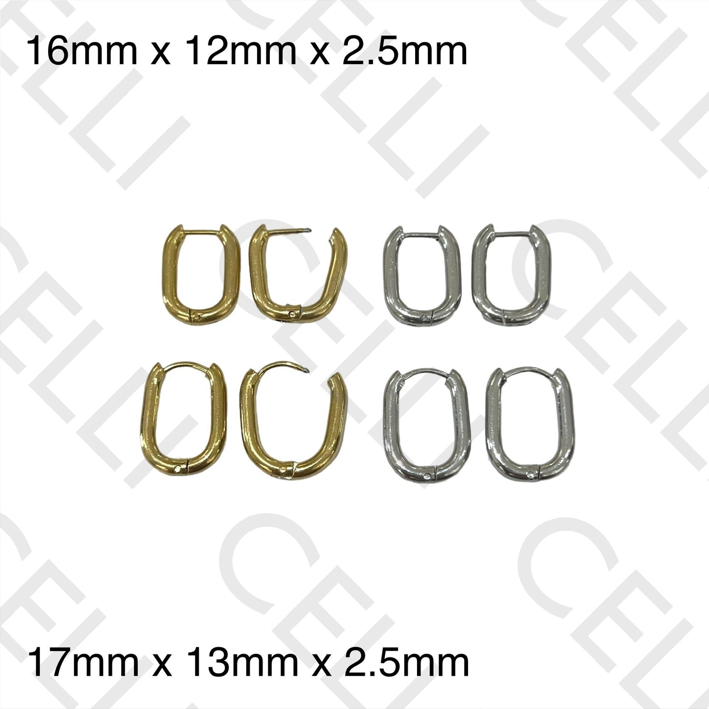 钢制耳环 - 基本款椭圆环，厚度2.5mm