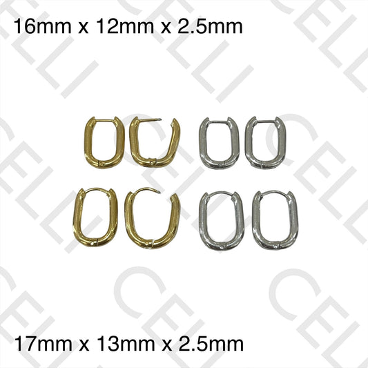 Pendiente de acero - aro básico ovalado de 2,5 mm de grosor