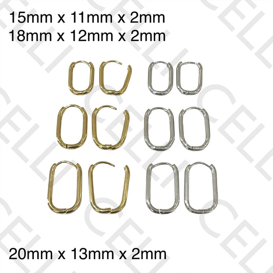 Pendiente de acero - aro básico ovalado de 2 mm de grosor