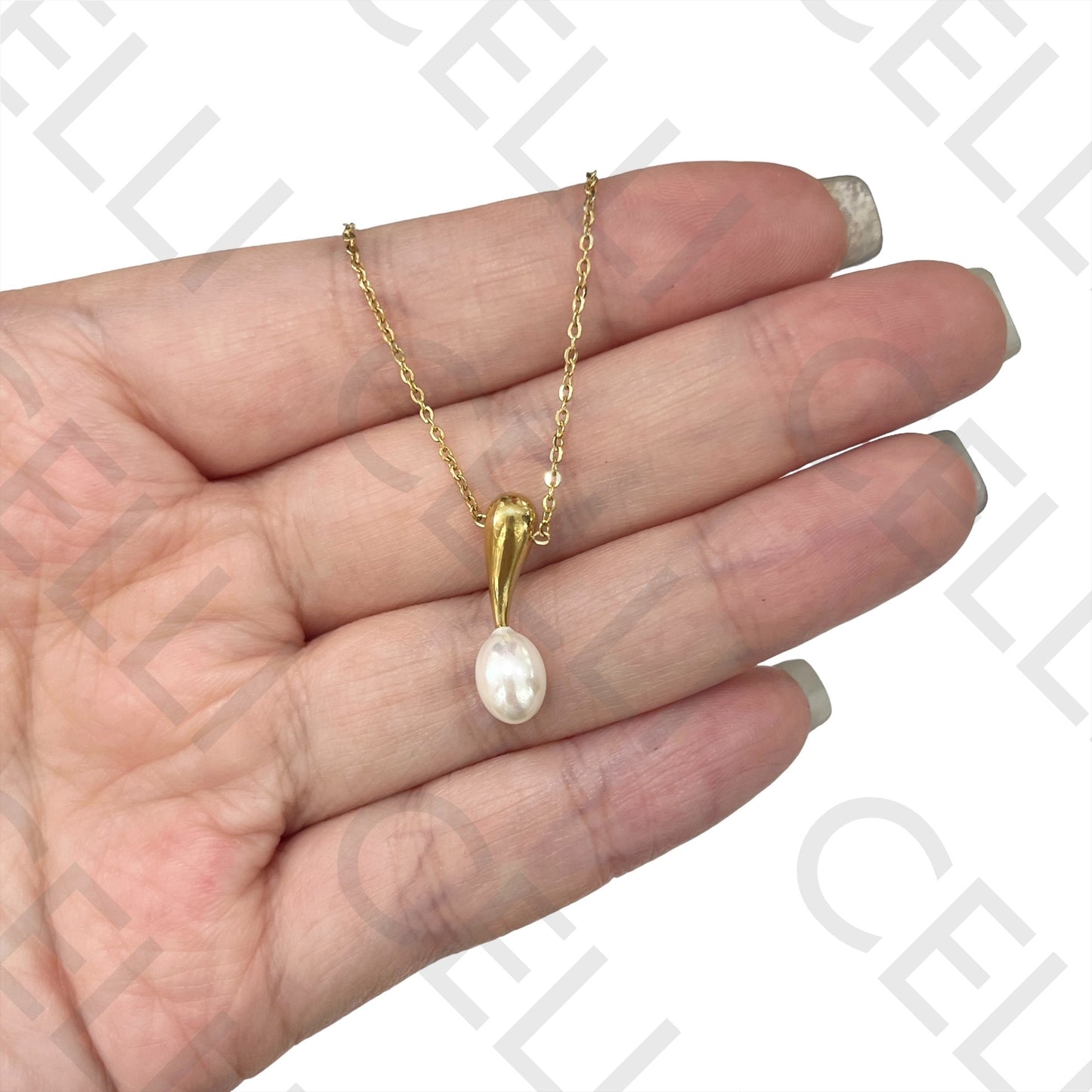 Steel Necklace - Pearl