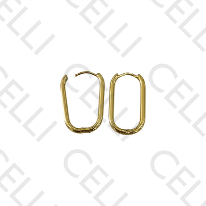 Steel Hoop Earring - Oval Rectangular 2mm