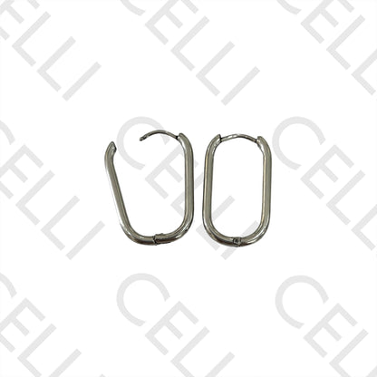 Steel Hoop Earring - Oval Rectangular 2mm