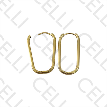 Steel Hoop Earring - Oval Rectangular 2mm