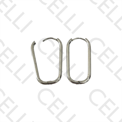 Steel Hoop Earring - Oval Rectangular 2mm