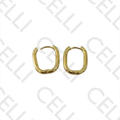 Steel Hoop Earring - Oval Rectangular 2.5mm