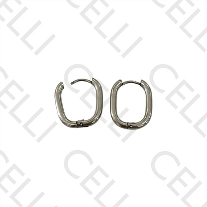 Steel Hoop Earring - Oval Rectangular 2.5mm