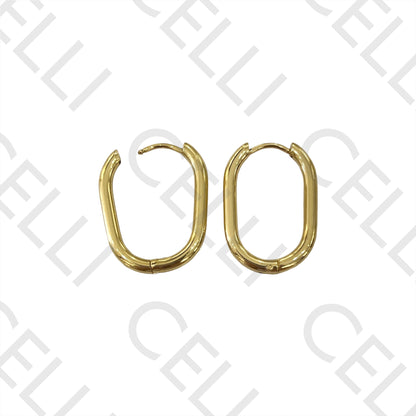 Steel Hoop Earring - Oval Rectangular 2.5mm