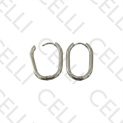 Steel Hoop Earring - Oval Rectangular 2.5mm
