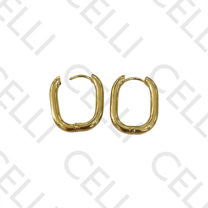 Steel Hoop Earring - Oval Rectangular 3mm