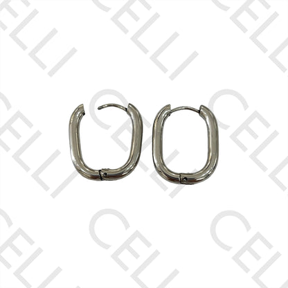 Steel Hoop Earring - Oval Rectangular 3mm
