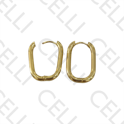 Steel Hoop Earring - Oval Rectangular 3mm