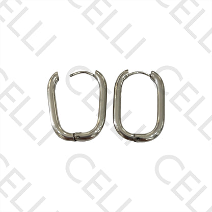 Steel Hoop Earring - Oval Rectangular 3mm