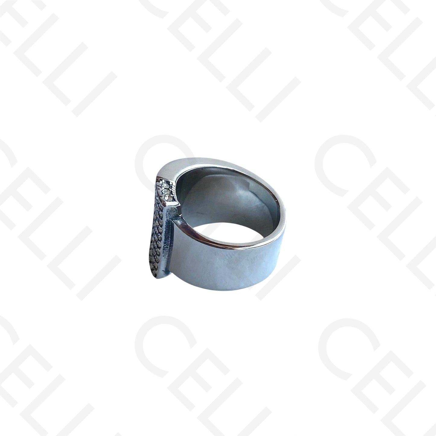 Anel de Aço - 2 tons com brilhantes