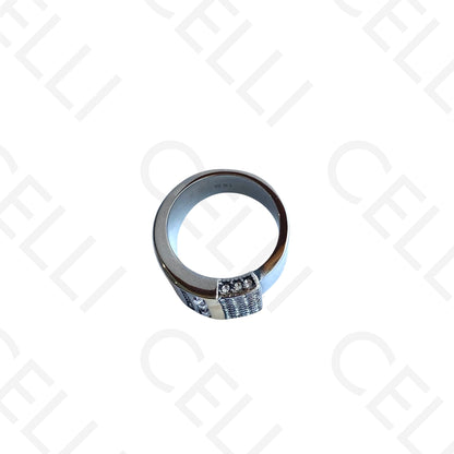 Anel de Aço - 2 tons com brilhantes