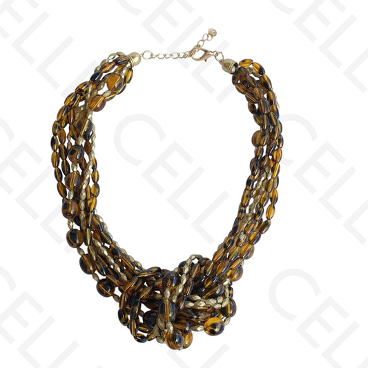 Colar de moda - múltiplo com contas de resina em nó