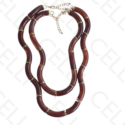 Colar de moda - 2 em 1 com contas onduladas