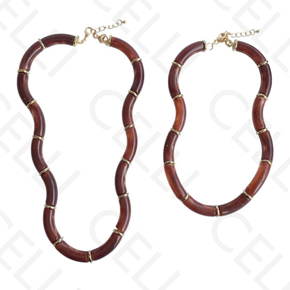 Colar de moda - 2 em 1 com contas onduladas