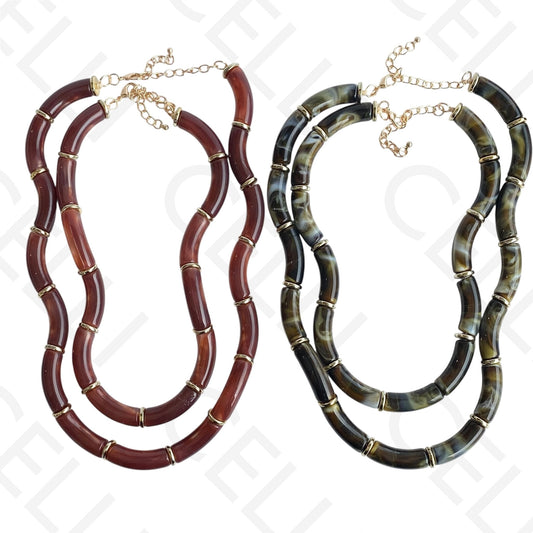 Colar de moda - 2 em 1 com contas onduladas