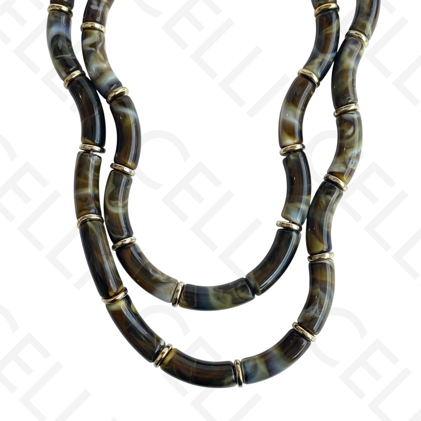 Colar de moda - 2 em 1 com contas onduladas