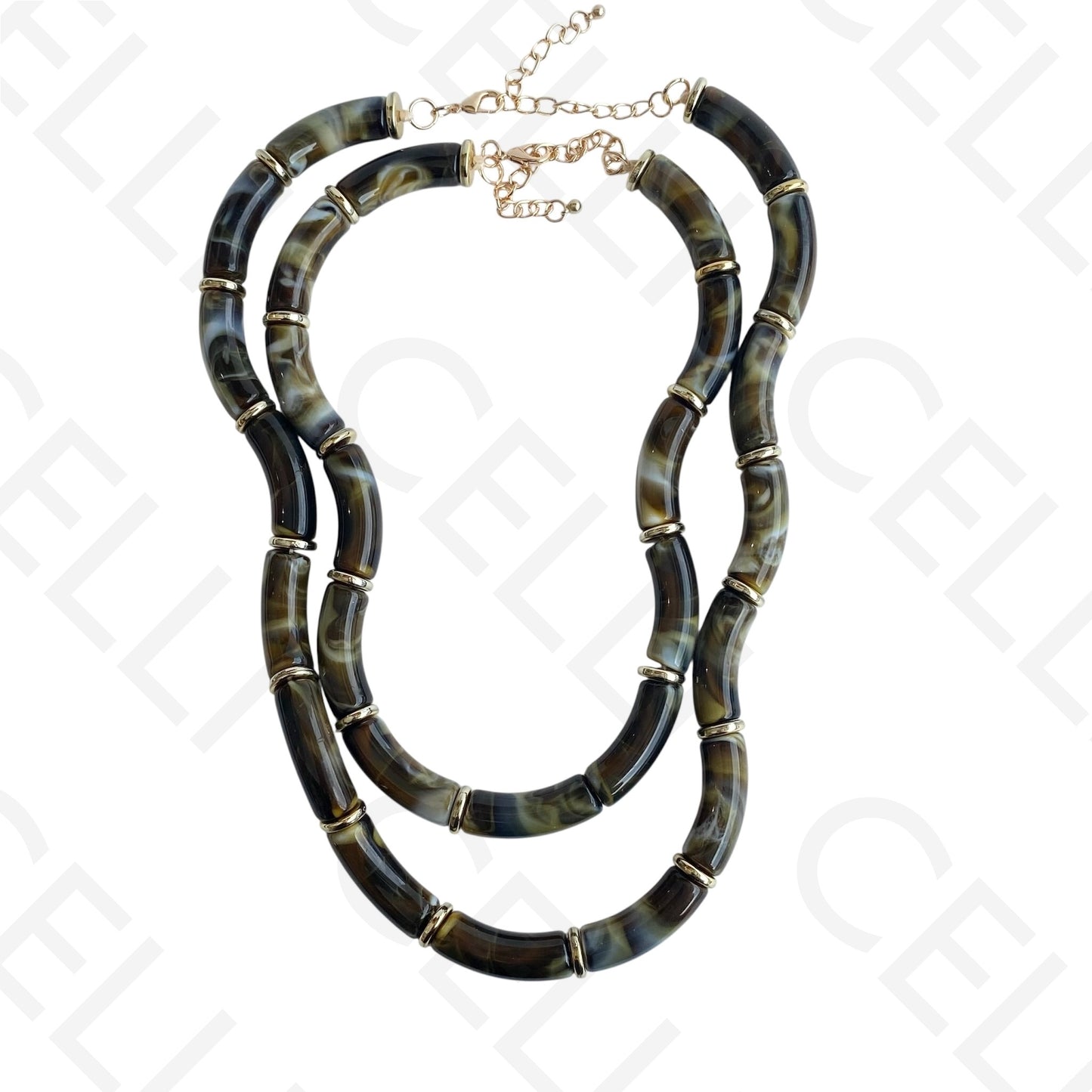 Colar de moda - 2 em 1 com contas onduladas