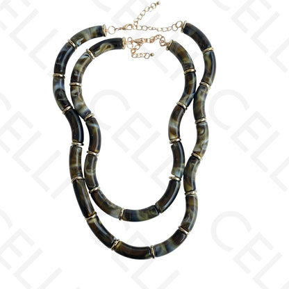 Colar de moda - 2 em 1 com contas onduladas