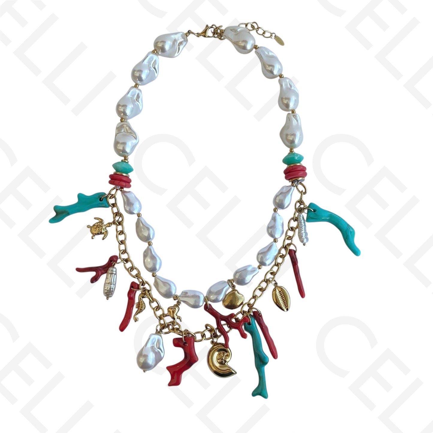 Steel necklace - thick resin beads