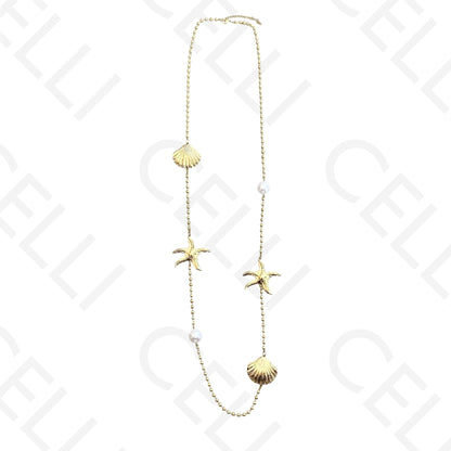 Steel necklace - thick resin beads