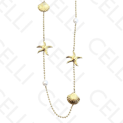 Steel necklace - thick resin beads